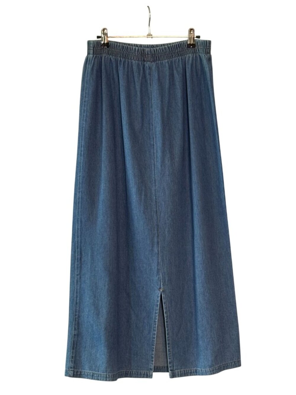 Vintage CMC Color Me Cotton Denim Maxi Skirt Size M Blue Elastic Waist Made in U - Picture 4 of 8